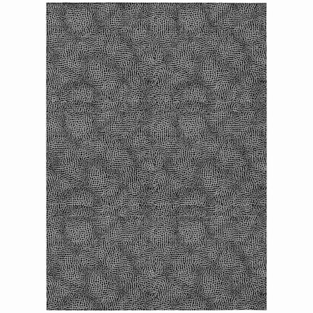Homeroots 5' X 8' Black And Ivory Geometric Washable Indoor Outdoor Area Rug 602342