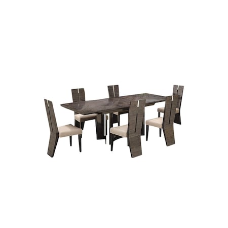 Homeroots Seven Piece Gray Dining Set with Six Chairs 366215