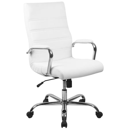 Flash Furniture Contemporary Chair White High Back Exec Chair, Fixed Arms, 18-1/4" to 22-1/4" Height GO-2286H-WH-GG