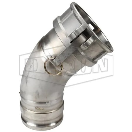 Dixon 45Deg Cam and Groove Elbow, 3 in, Male Adapter x Female Coupler, 316 SS, Domestic 300DA-45SS