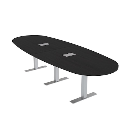 Skutchi Designs 12ft Boval Conference Table With Power | Harmony Series | 12 Person Meeting Room Table HAR-BOVL-48X144-T-U999ST19-ESIL