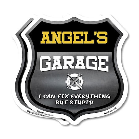 Signmission Angel's Garage I Can Fix Everything But Stupid, 18 inch X 18 inch, Plastic Sign, 2PK SHI-P-2PACK-18-490-ANGEL