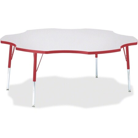 Jonti-Craft Berries Six Leaf Activity Table, 60 in., A-height, Freckled Gray/Red/Gray 6458JCA008