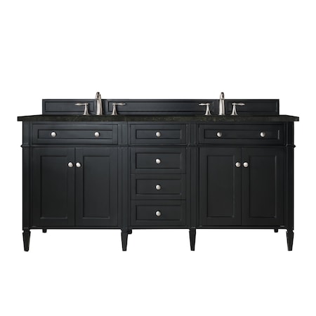 James Martin Vanities Brittany 72" Double Vanity, Black Onyx, w/ 3 CM Phantome Eclos Top 650-V72-BKO-3PHT