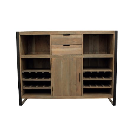 Homeroots 55in Gray and Black Solid Wood Sled Console Table With Storage With Storage 490145