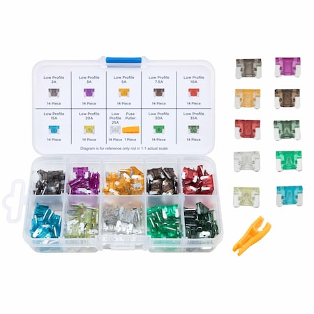 Neiko Low Profile Mini Car Fuses Assortment Set, 140pc, Fast Acting, Auto Fuses Kit, Micro Sizes 50506A