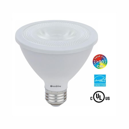 Overdrive 10.5W 3000K 90CRI Dimmable PAR30 LED Light Blub, Soft White, 6PK 631