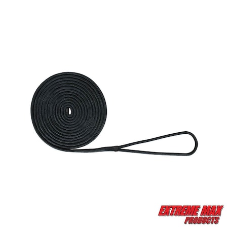 Extreme Max 3006.2093 BoatTector Double Braid Nylon Dock Line - 3/8" x 20', Black 3006.2093