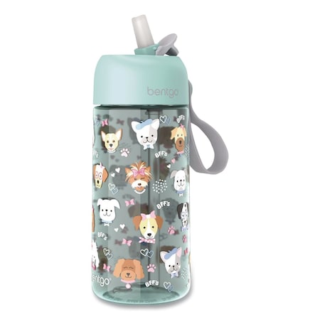 Bentgo Puppy Love Plastic Water Bottle, 15 oz, Multicolor BGKDWB1-PPY