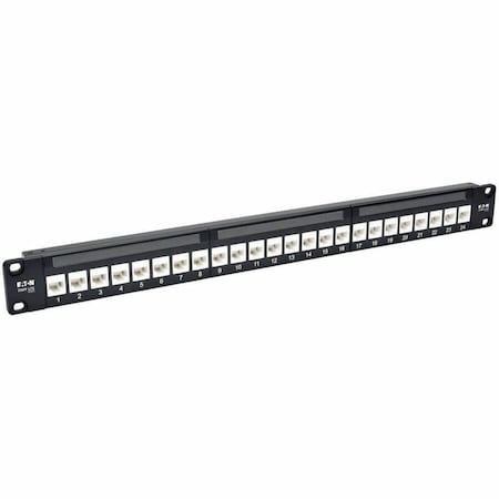 Eaton Tripp Lite by Eaton 24-Port Cat6a Patch Panel Feedthrough Rackmount RJ45 Ethernet 1U N254-024-6A