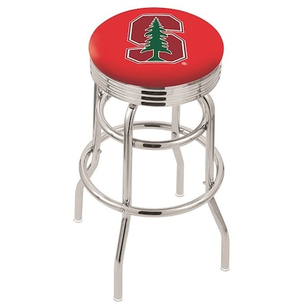 Holland Bar Stool Co 25" Chrome 2-Ring Stanford Swivel Bar Stool, Accent Ring L7C3C25Stnfrd