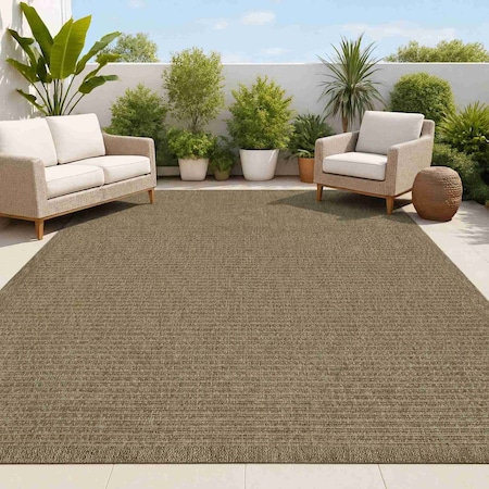 Jonathan Y Maxine Smart Jute Contemporary Border Boho Fine Rib Weave Natural 8 ft. x 10 ft. Area Rug FXV202A-8
