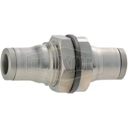 Dixon Legris by  Bulkhead Push-In Connector, 3/8 in Nominal, Tube, 290 psi Pressure, SS, Domestic 38166000