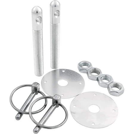 Powerhouse 0.5 in. Dia. Aluminum Hood Pin Kit, Silver PO3642387