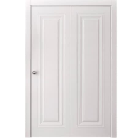 Sartodoors Sliding Closet Bi-fold Doors 56 x 84 inches, BASIC 9111 White, Sturdy Tracks Moldings Trims Hardwa BASIC9111BF-SKIN-5684