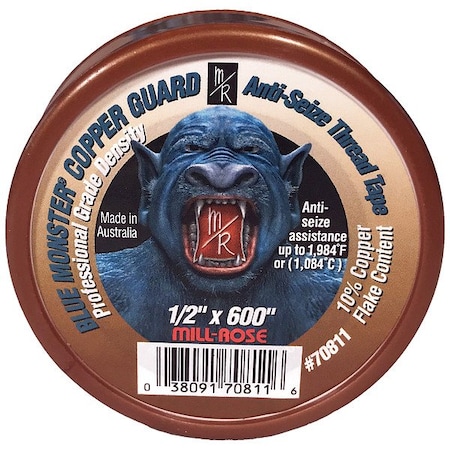 Blue Monster Anti-Seize Tape, 1/2 in, Copper, 600 in 70811