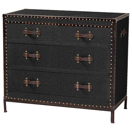 Baxton Studio Benton Vintage Black Canvas 4-Drawer Storage Cabinet 252-13914-ZORO