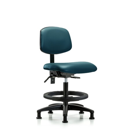 Blue Ridge Ergonomics Vinyl Chair, Med Bench, Tilt, Foot Ring, Glides, Royal BR-VMBCH-RG-T1-A0-BF-RG-8801