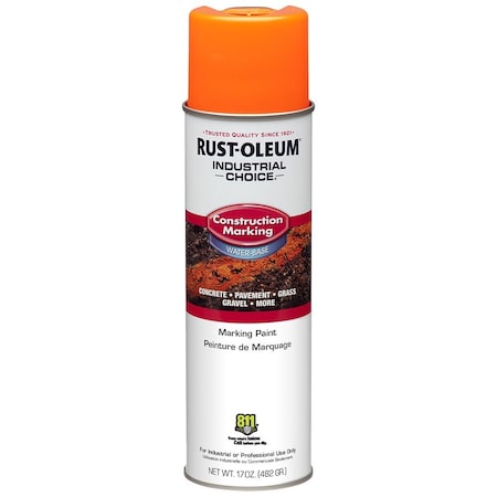Rust-Oleum 17 Oz. Rust-Oleum 264697 Fluorescent Orange Industrial Choice M1400 Water-Based Marking Spray Paint 264695