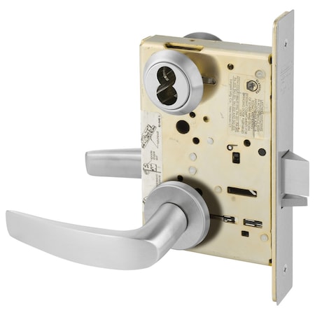 Sargent Office or Entry Mortise Lock, LN Rose, B Lever, SFIC Prep Less Core, Satin Chrome 70-8205 LNB 26D