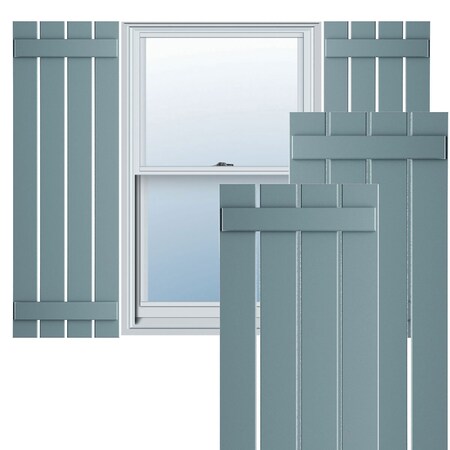Ekena Millwork True Fit PVC Four Board Spaced Board-n-Batten Shutters, Peaceful Blue , 23W x 74H, PR TFP101SBF23X074SB