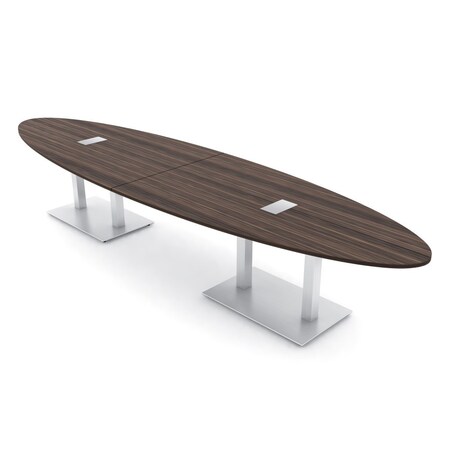 Skutchi Designs Oval Conference Table With Power Unit, 48 in W, 168 in L, Brown HAR-OVL-48X168-DOU-H3041-ESIL