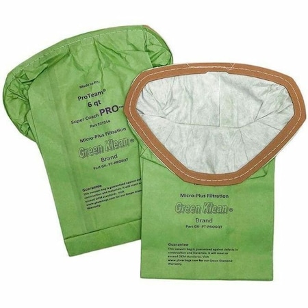 Green Klean Pro Team-Super Coach Pro 6 Qt Replacement Vacuum Bags, 10Pk GK-PT Pro6qt
