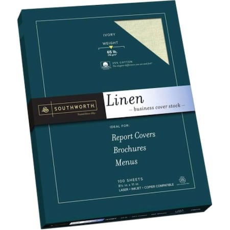 Southworth Paper, Linen, 25%Ctn, 65#, Ivry, PK100 SOUZ560CK