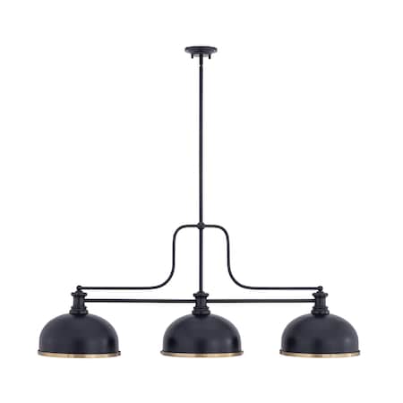 Z-Lite Melange Matte Black 3 Light Billiard 725-3MB-D12MB+HBR
