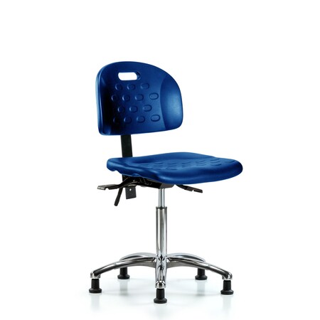 Blue Ridge Ergonomics Poly Chair Chrome, Med Bench, Glides, Blue BR-HPMBCH-CR-T0-A0-NF-RG-BLU