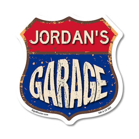 Signmission Jordan's Garage, 12 Inch X 12 Inch, Aluminum Metal Sign SHI-A-12-383-JORDAN