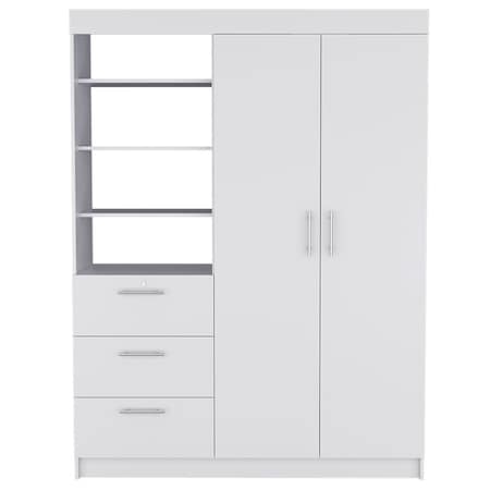Homeroots 59" White Three Drawer Combo Dresser 524965