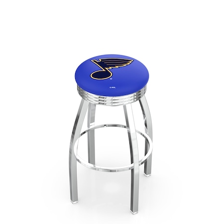 Holland Bar Stool Co 30" Chrome St Louis Blues Swivel Bar Stool, Accent Ring L8C3C30STLBlu