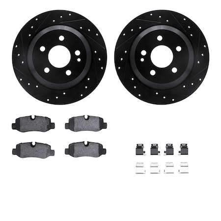 Dynamic Friction Co DFC Rotors-Drilled & Slotted-Black w/ EURO 5000 Ceramic Brake Pads Incl Hdw 8612-63091