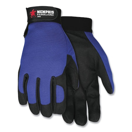 Mcr Safety Clarino Synthetic Leather Palm Mechanics Gloves, Blue/Black, Medium, Pair 900M