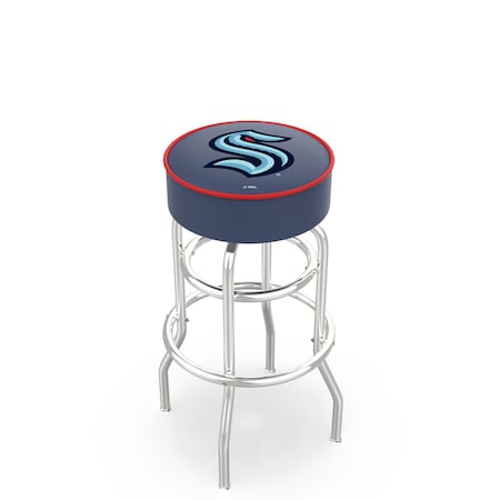 Holland Bar Stool Co 25" Seattle Kraken 4" Cushion, 2-Ring Chrome Base Swivel Bar Stool L7C125SeaKrk