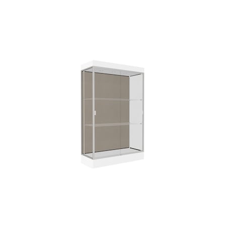 Ghent Lighted Floor Display Case 48x76x20, 6" Base, Satin 92LFCO-SN-WHT