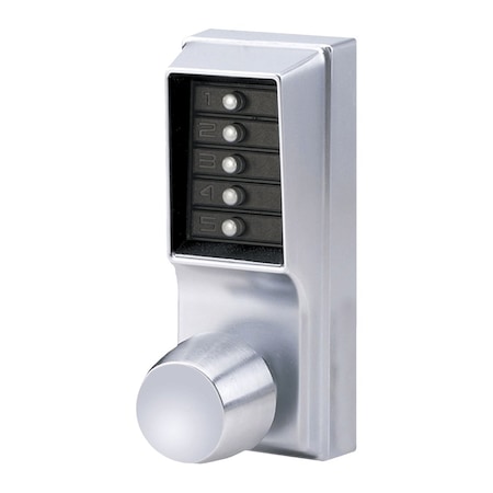 Dormakaba Grade 1 Pushbutton Cylindrical Knob Lock, Combination Entry Function Only, 2-3/4in Backset, 3/4in T 1015-26D-41