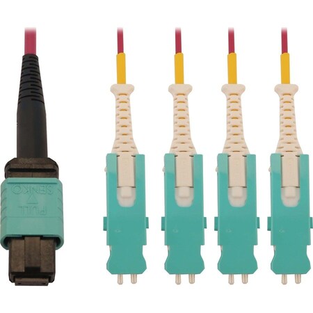 Eaton Tripp Lite Series 40/100/400G Multimode 50/125 OM4 Breakout Fiber Optic Cable 12F N845-03M-4S-MG