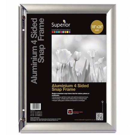 Seco Poster Snap Frame, 18" x 24", Silver SN1824NEW
