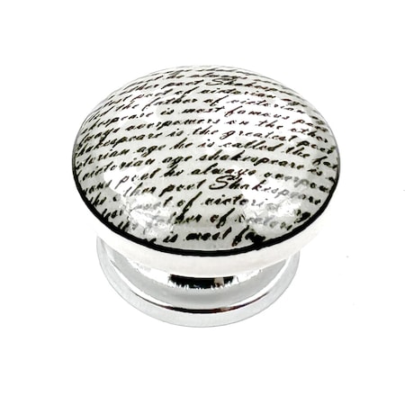 Homeroots Set of Six White Poetic Script Ceramic Drawer Pull Knobs, 6PK 635779