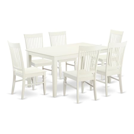 East West Furniture 7 Piece Dining Table Set, 7PK CAWE7-LWH-W