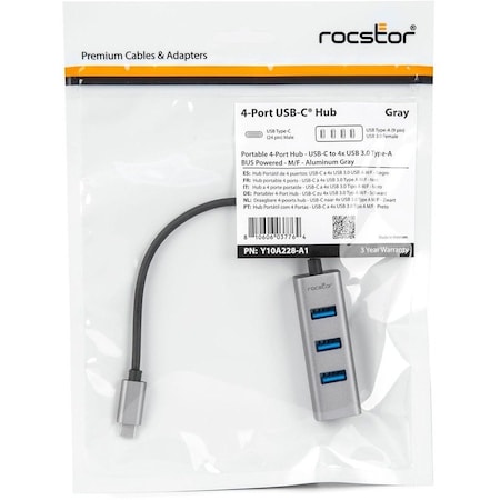 Rocstor PRTBL 4 PORT USB C HUB USBC TO Y10A228-A1