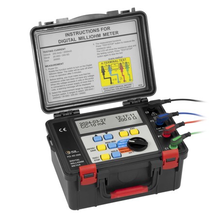 Pce Instruments Milliohmmeter for low-resistance testing, measures 0-2000 megohm with high accuracy PCE-MO 2006