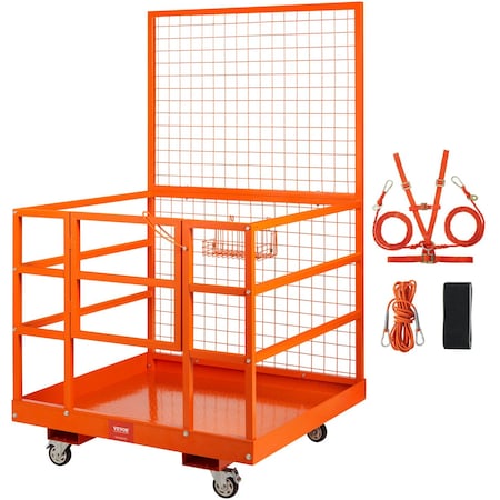 Vevor Forklift Safety Cage Work Platform 43X45in 1400lbs w/ Wheels for Aerial AQL45-43
