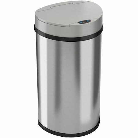 Hls Commercial 13 gal Half-Round Indoor Metal Can, Silver, Touchless Sensor Lid, Stainless Steel, 12.63 in HLS13HX