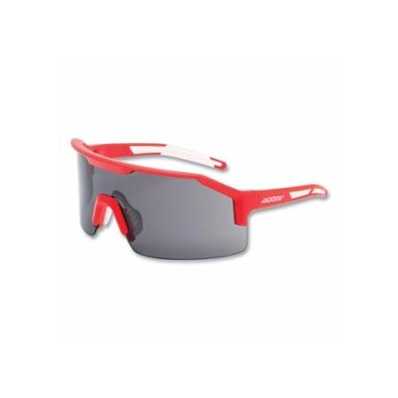 Jackson Safety Maxview+ Safety Glasses, Smoke, Polycarbonate, Anti-Fog, Anti-Scratch, Red Half Frame,  138-60005