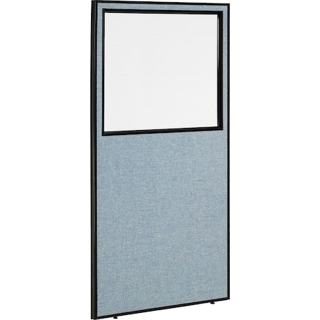 Global Industrial Interion Office Partition Panel With Partial Window, 36-1/4W x 96H, Blue 695788WBL