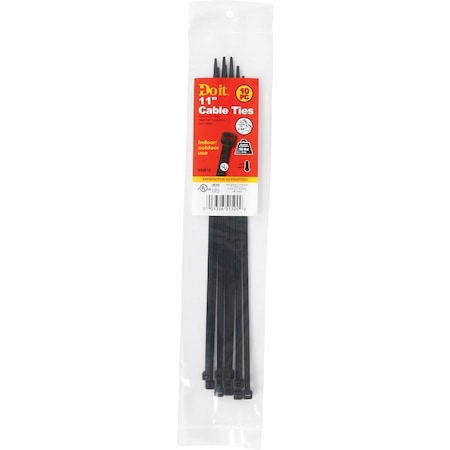 Do It Best 11''x0.189'' Black Molded Nylon Weather Resistant Cable Tie, 10PK LH-S-280-11-UVB-10