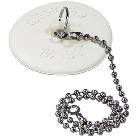 Danco Tub Stopper, Rubber, White, For 112 to 2 in Drain, Universal Sink, TubShower 80783